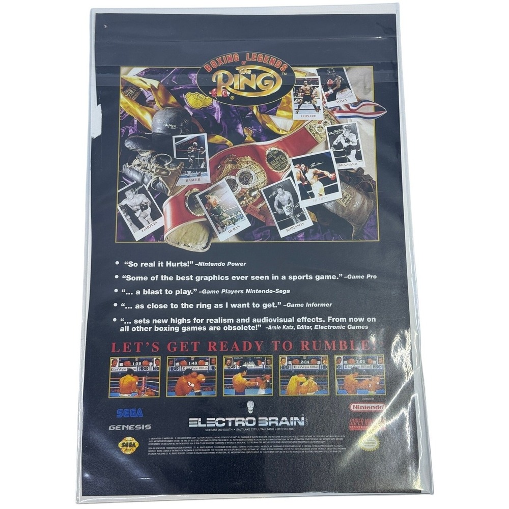 Boxing Legends of the Ring Comic Book‎ Ad 1993 Sega Genesis SNES Electro Brain